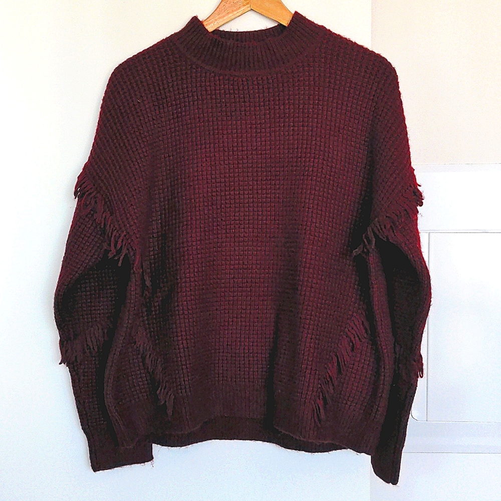 NWT Michael Michael Kors Fringe Mock Neck Sweater sz L
